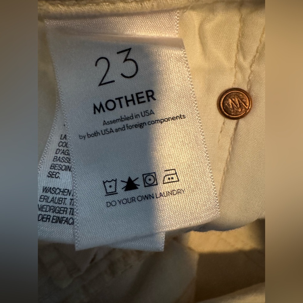MOTHER High Waisted Rider Skimp Act Natural Women's Cream Cotton Jeans Size 23 - Picture 8 of 13